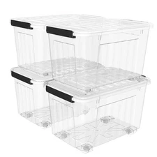 Lidded Storage Bin Stackable Storage Box Organizing Container with Lid and Sn...
