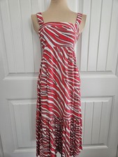 Michael Kors Soft Zebra Midi Sundress Dress viscose Red Size XS Cotton Lined