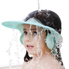 Kids Adjustable Shower Cap Shampoo Shield Hat Protect Eyes Ears