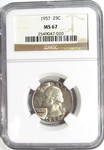1957 WASHINGTON Silver Quarter NGC MS 67