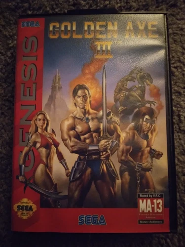 Golden Axe III for SEGA Genesis, after market box and cartridge (READ)