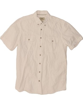 CAMEL ACTIVE Mens Regular Fit Short Sleeve Shirt Medium White Check Cotton AJ06