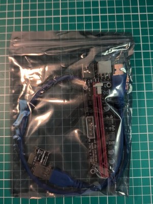 Ubit PCI-E 16X to 1X Riser (6-pin/MOLEX/SATA) Adapter Card + 2 ft USB 3.0 cable