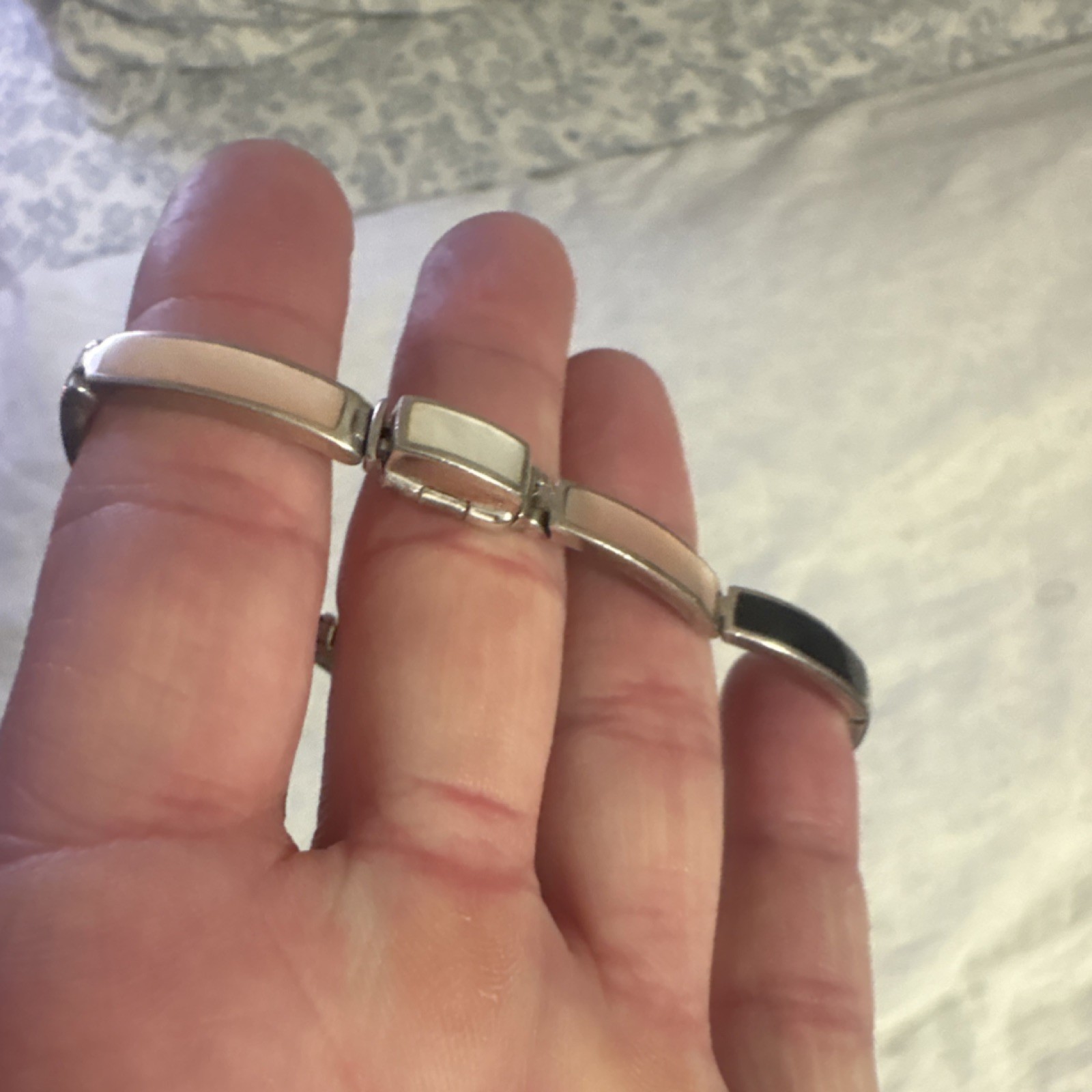 Rectangular Link Metal Bracelet Box Clasp Silver … - image 5