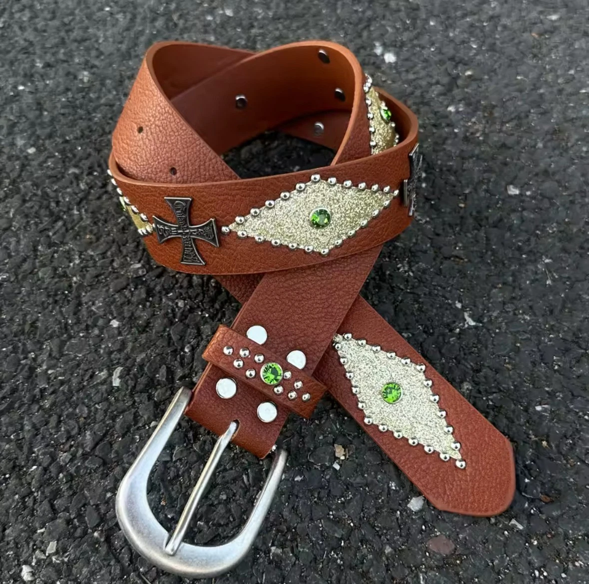 Vintage Isabel USA Wide Leather Waist Belt Orange Purple Medallion Boho Festival vintage boho leather belt products for sale | eBay main image 3