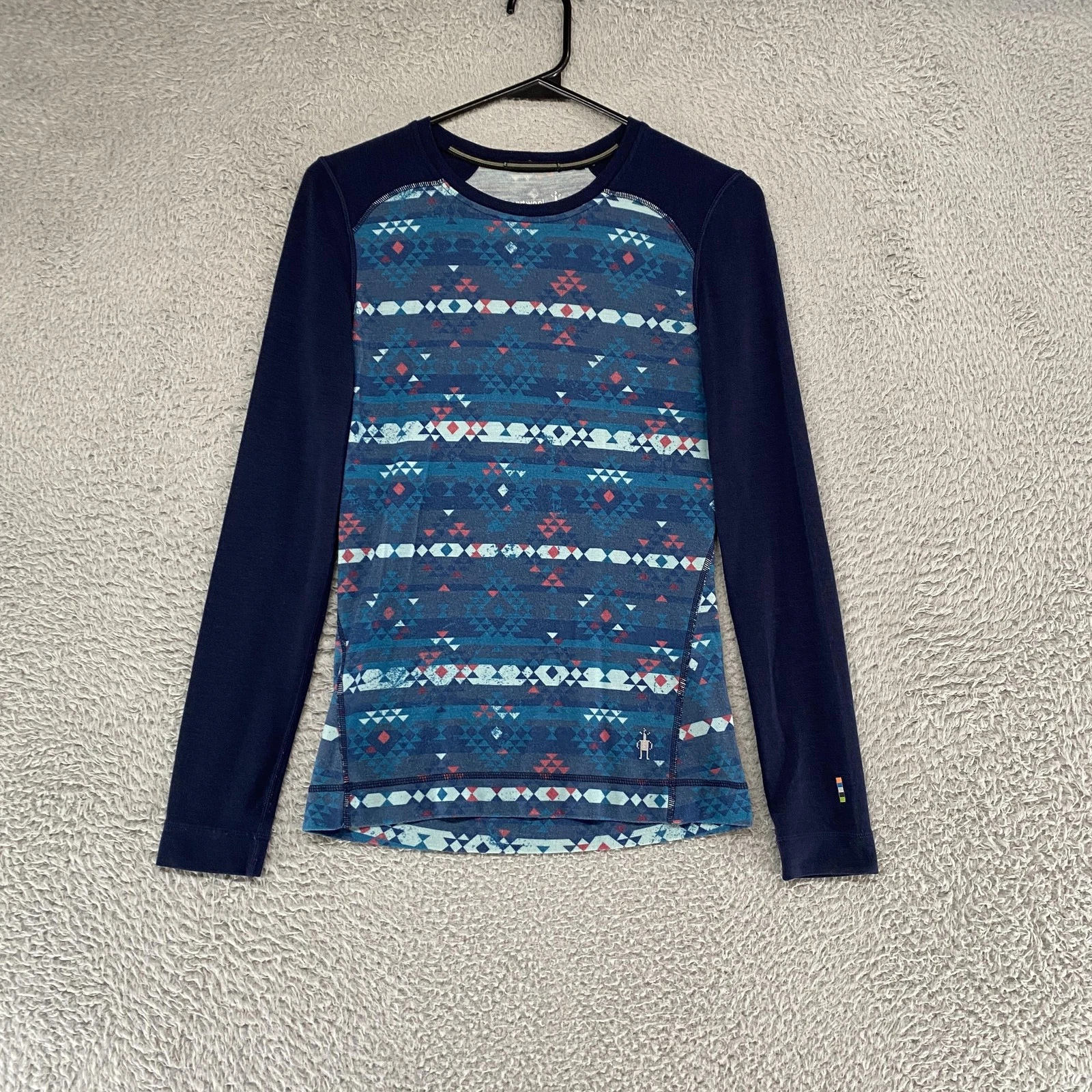 Smartwool Merino 250 Shirt Womens XS Blue Long Sleeve Base Layer Thermal Hiking
