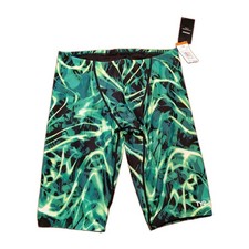 TYR Durafast Elite Electro Jammer Green Swimsuit Men's Size 34 Medium