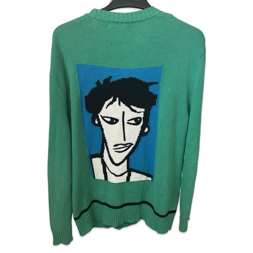 Cárdigan Suéter Zara Oscar Verde Marino Tejido 100% Algodón Para Hombre S-M Foto 4 de 4