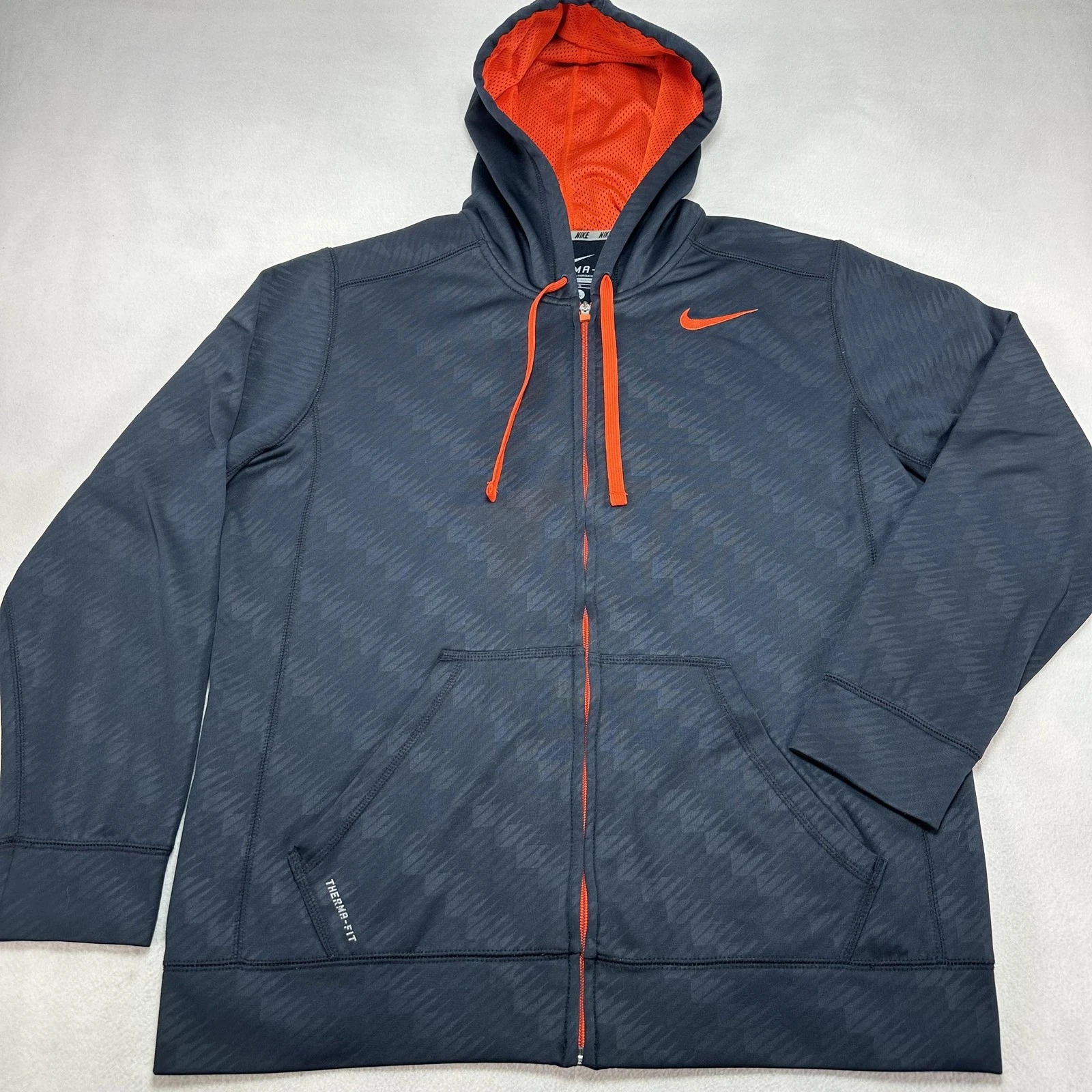 Nike Therma-Fit Hoodie Sweatshirt Mens Large Blue Full Zip Fleece 437028-475