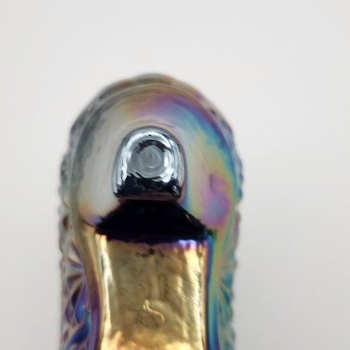 L E Smith Vintage Amethyst blau Karneval Kunst Glas Schuh Gänseblümchen & Knopf - Bild 14 von 14