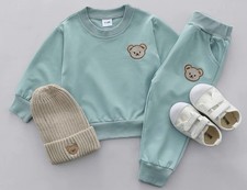 2PCS Children's Set Spring and Autumn Simple Round Neck Long Sleeve Pants 9-12 M