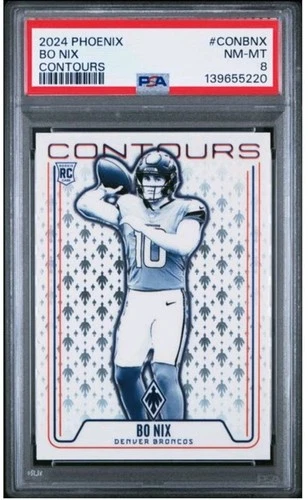 2024 Panini Phoenix Bo Nix Rookie (RC) Contours #CON-BNX PSA 8 Denver Broncos