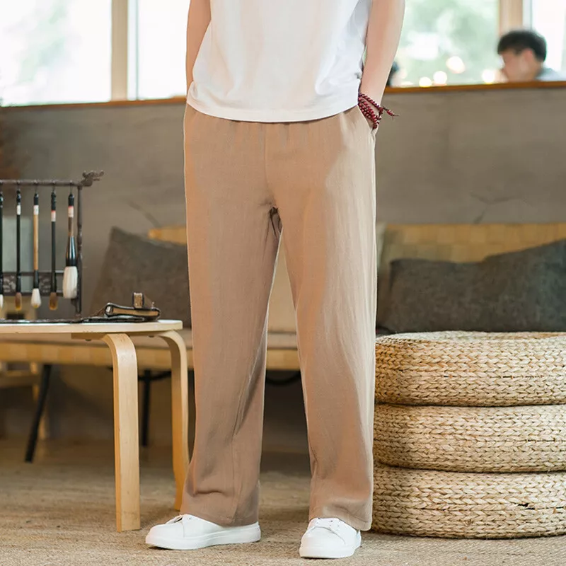 Mens Linen Trousers CLASSIC WHITE  Pink House Mustique