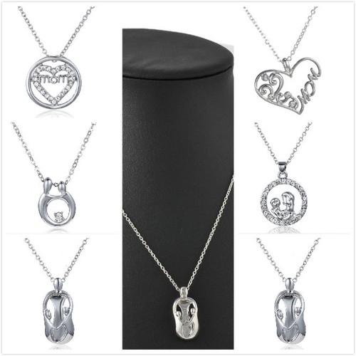 Fashion-Mother-039-s-Day-034-Mom-and-Child-034-Charm-Crystal-Heart-Silver-Pendant-Necklace