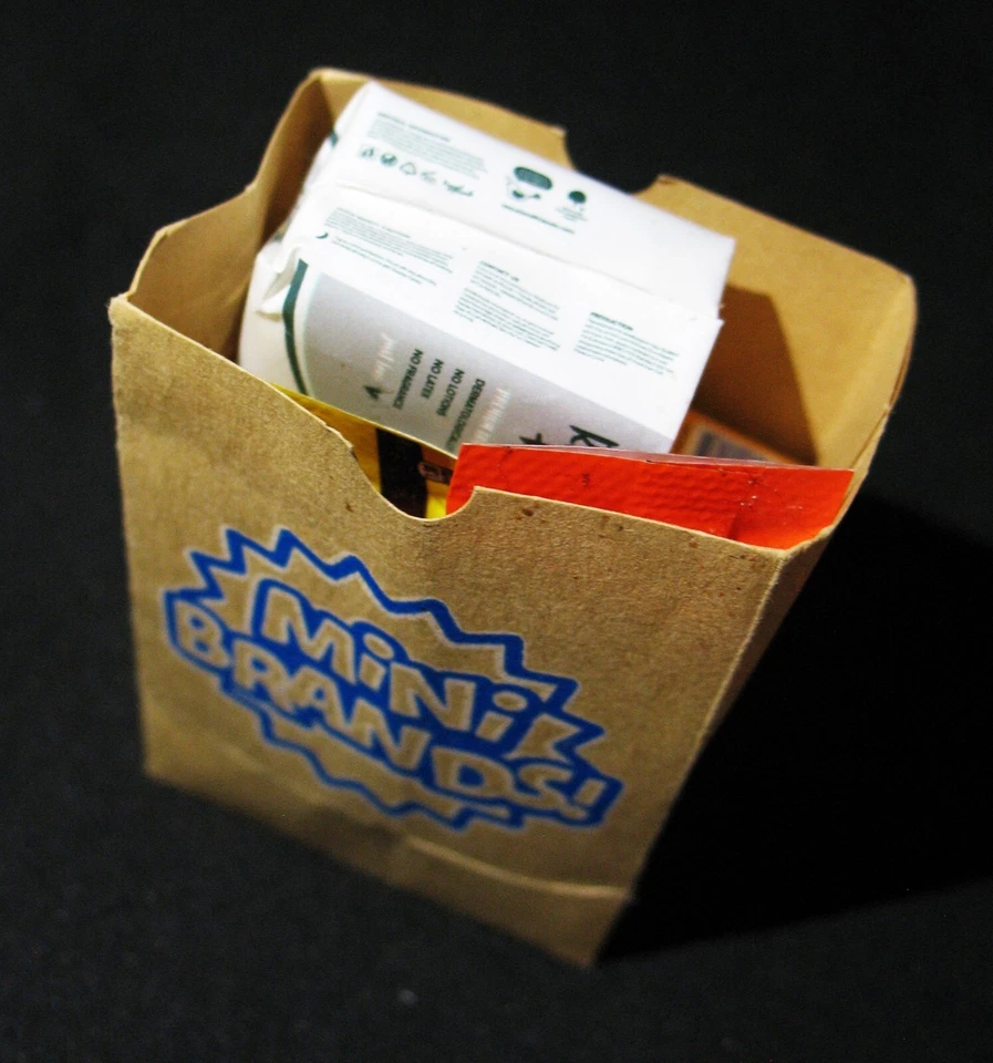 Vtg. Mini Dollhouse Sized Zuru Mini Brands Paper Bag of 5 Groceries Ex. Cond. - Image 2 of 4