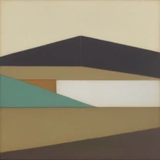 Medium Abstract Painting 2x2 ft. Post-Modernism Geometric Demrin Cubism II NEW