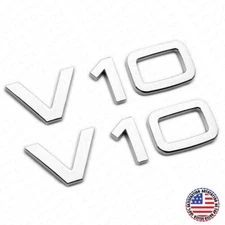 2x Audi OEM Chrome V10 Side Fender Marker Letter Nameplate Emblem Badge Sport