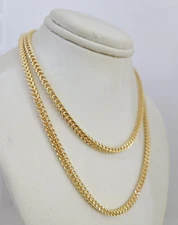 Real Gold 14K Franco Chain Necklace 3mm 24 Inch Men Women Yellow