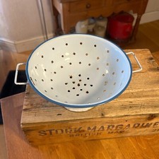 Vintage Pale Blue Twin-Handled Enamel Colander – Kitchenalia – Great! –