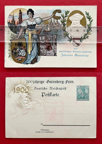 Anlass Ganzsache AK FRANKFURT am Main 1900 Johannes Gutenberg ( 125521