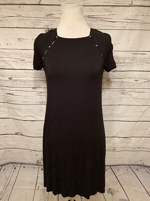 Bailey 44 Short Sleeve Black Dress Sz S White Stitch Tshirt Style Lined  Casual | eBay