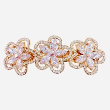Flower BARRETTE Hair Clip Hairpin use Swarovski Crystal Elegant Hot Pink J45