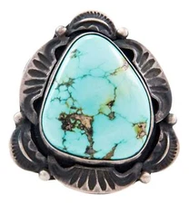 Navajo Native American Kingman Turquoise Ring Size 7 3/4 by Clark SKU232633