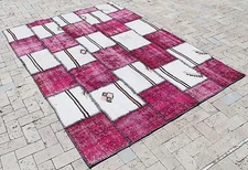 Turkish Rug 66''x93'' Patchwork Overdyed Rug 170x238cm