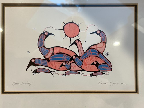 LOON FAMILY by Norval Morrisseau Print - Framed 11.5 x 14.5 - Picture 2 of 8