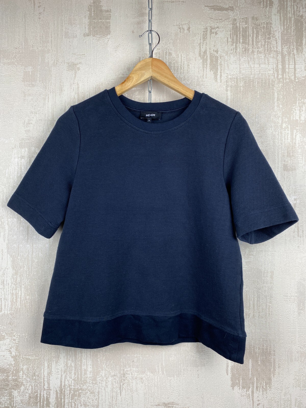 Me+Em Black Cotton Solid Basic Textured Striped T… - image 3