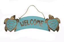 SEA TURTLE WELCOME SIGN Wall Decor Pool Deck Nautical Sea Ocean Wood Handmade
