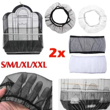 2PC Nylon Pet Bird Cage Cover Seed Catcher Shell Skirt Guard Mesh Net Mesh Tid