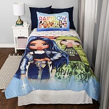 New Rainbow High 4 Pcs Twin Bedding Sheet Set with Reversible Comforter for Kids