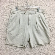 Tommy Bahama Shorts 35 Men Beige Chino Silk Pleated Casual Pockets Modern Fit