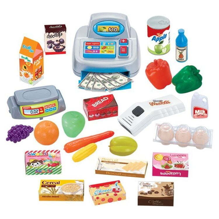 Supermarket Play Set Mundo Toys Shopping Cart for Kids, Fruits Cutting