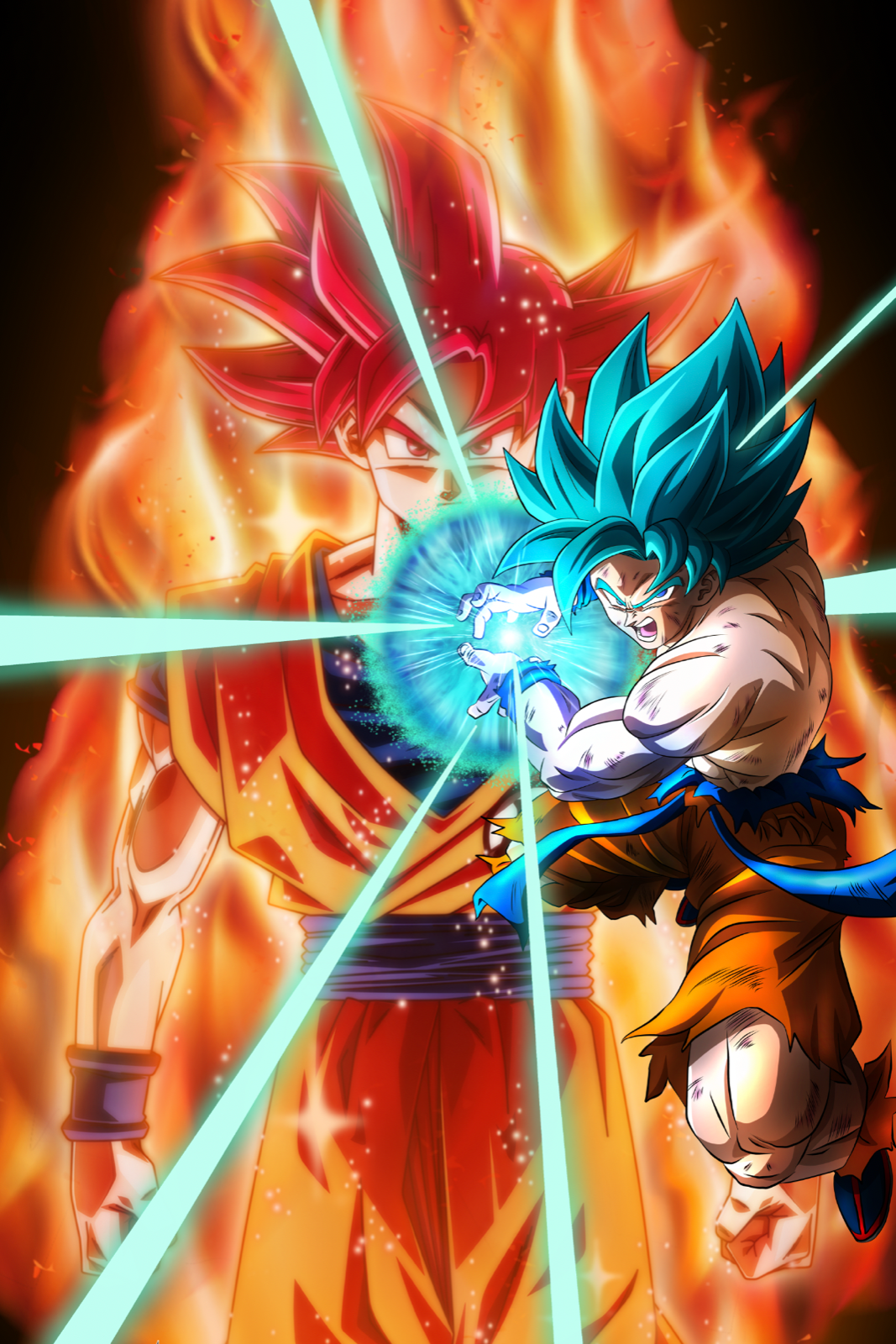 Dragon Ball Poster DBS Goku SSJ Blue Fight Pose 12inx18in Free Shipping