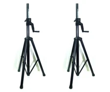 Two (2) LASE 201C Crank-up Speaker Stand with Folding Hand Crank.