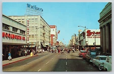 Long Beach California Fourth & Pine Avenue Woolworths See's Candies Postcard D11