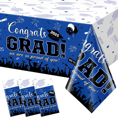 3 Pack Graduation Tablecloth Party Decorations, Class of 2025 Congrats Grad Plas