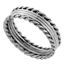 Sterling Silver Bali Style Rope Wedding Band Ring