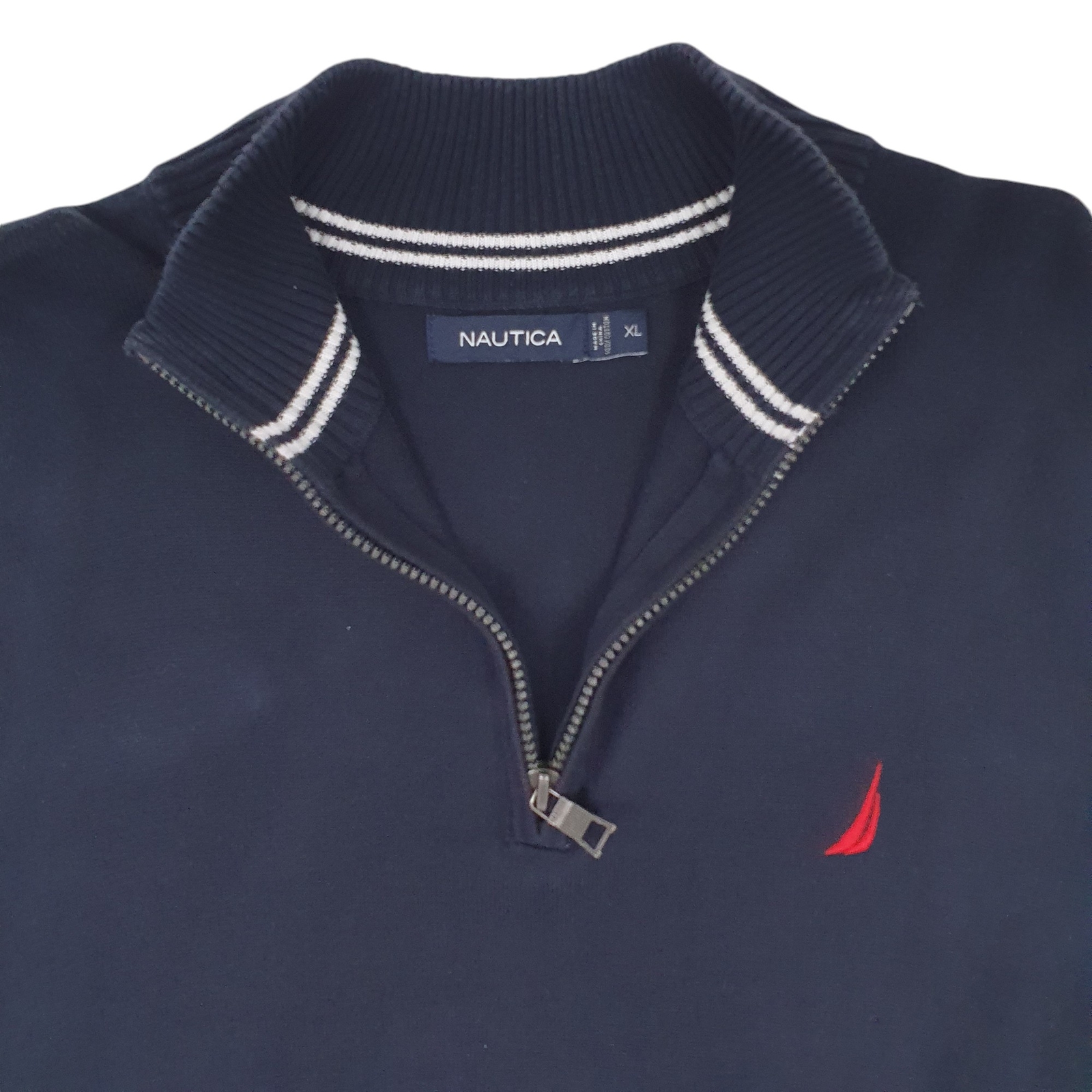 NAUTICA 1/4 Quarter Zip Knitwear Jumper Sweatshirt Mens L image 2