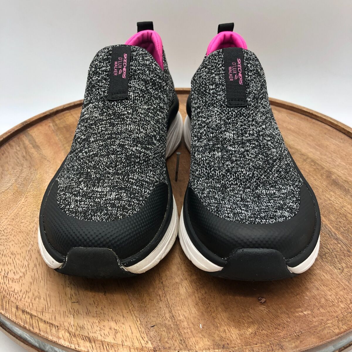 Skechers Womens Dlux Walker 149128 Gray Pink Casual Slip On Skechers Womens Dlux Walker 149128 Gray Pink Casual Slip On