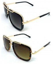 Pilot Oversize Square Design Flat Top Gold Men Bar Fashion Shades Sunglasses