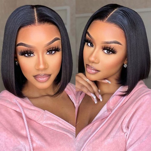 Bob Wig Human Hair 13x4 HD Transparent Lace . 180% Density Straight frontal lace - Picture 9 of 21