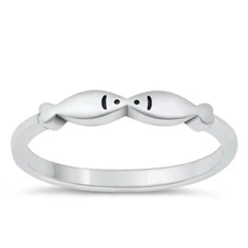 925 Sterling Silver Genuine Cute Kissing Fish Fashion Ring Band 2.8mm Sizes 3-10