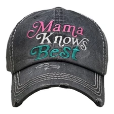 NWT Several Colors Mama Knows Best Distressed Women Baseball Hat Cap Mom Gift