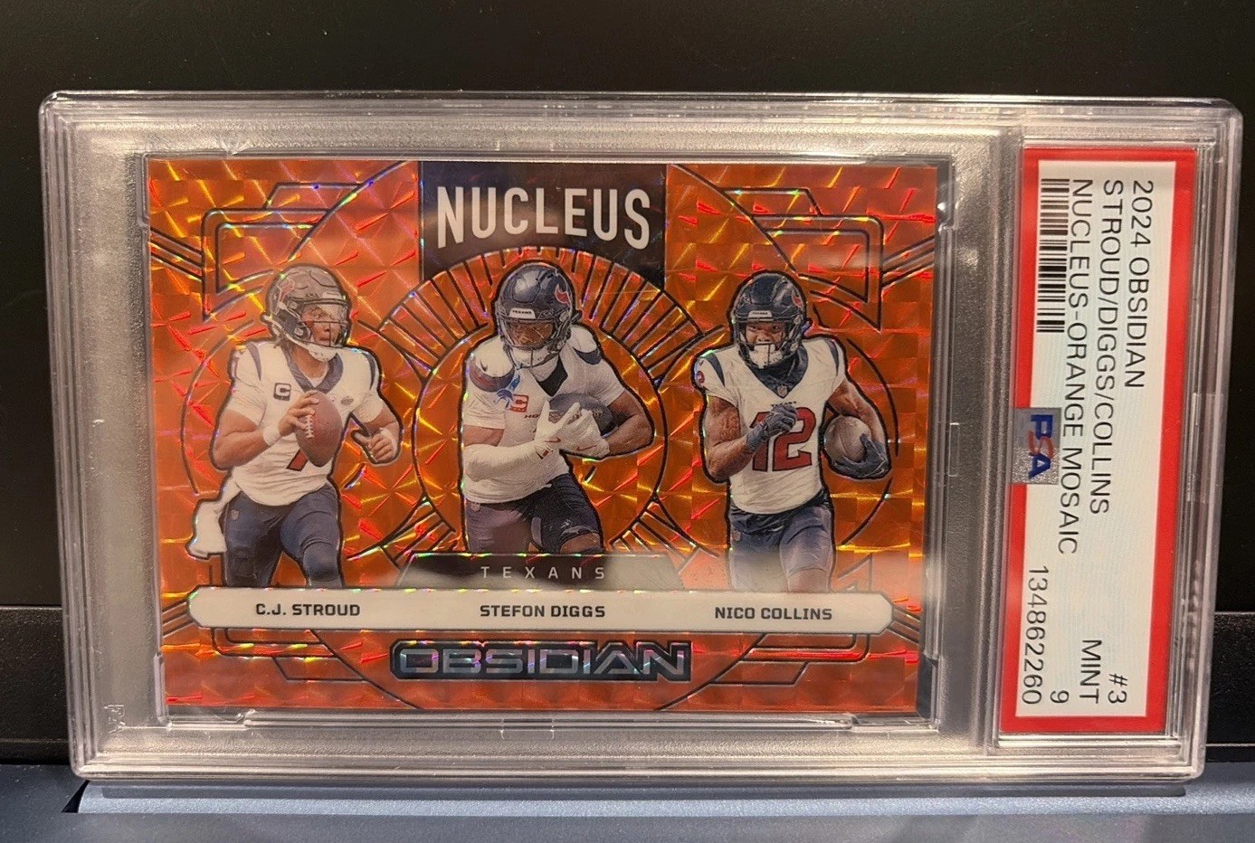2024 Obsidian Stroud Dogs Collins Nucleus Orange Mosaic PSA 9 Mint NFL
