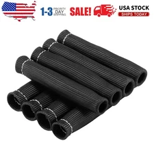 8Pc 2500° 6" Spark Plug Wire Boots Protector Black Sleeve Heat Shield Cover R