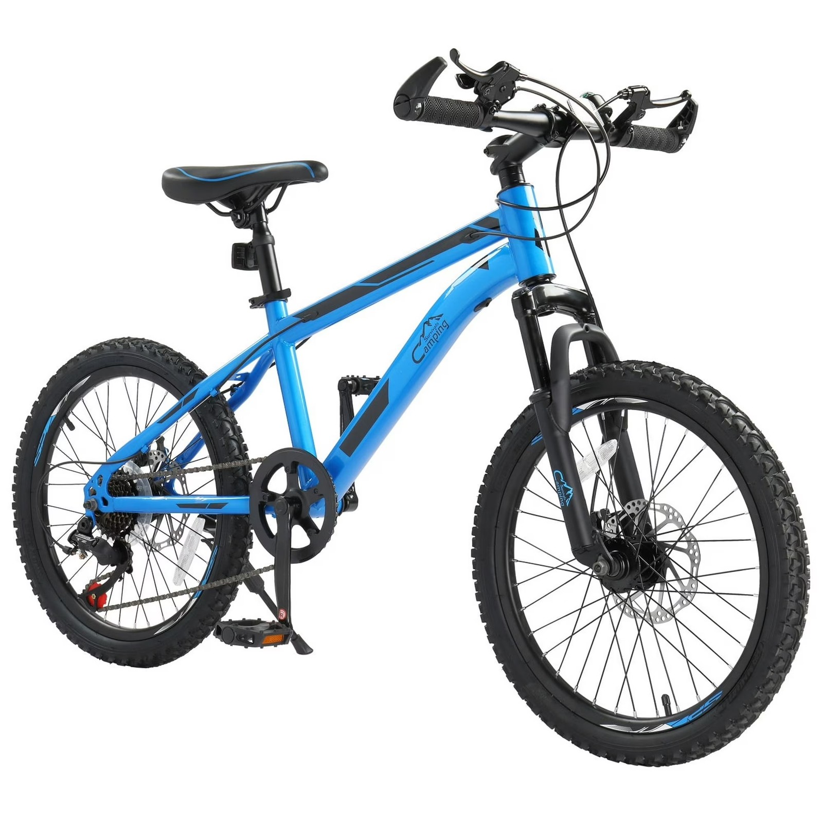 Ktaxon 20" Mountain Bike, 7 Speed Bike with Disc Brakes, Blu