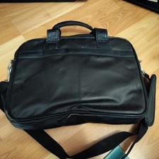 Black Leather Laptop Briefcase 17 x 13.5 Inches with Shoulder Strap